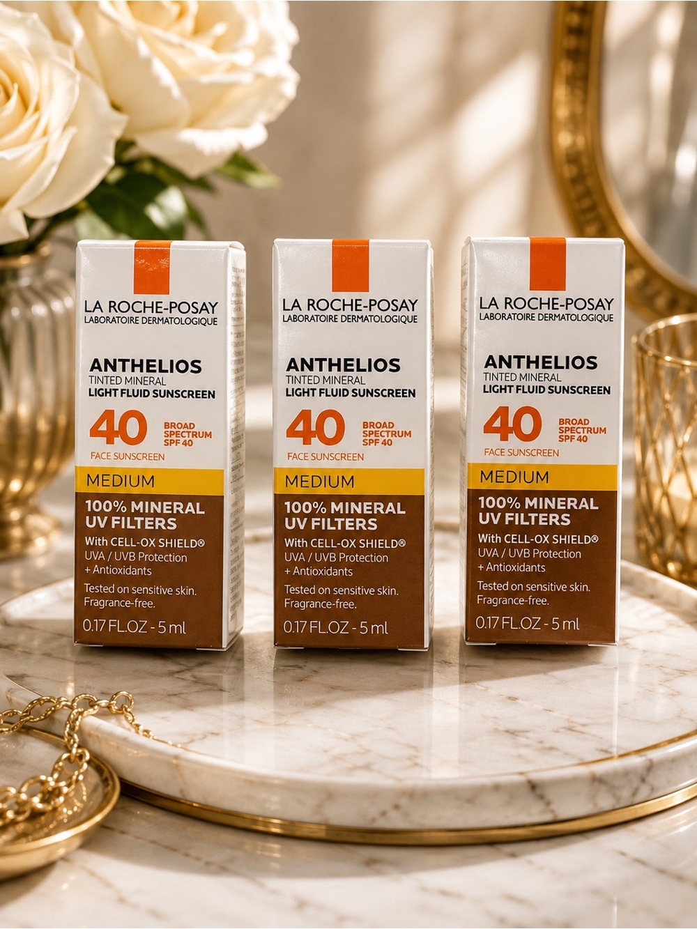 La Roche-Posay Anthelios Tinted Mineral SPF 40 Medium (3 Pack) Travel Size